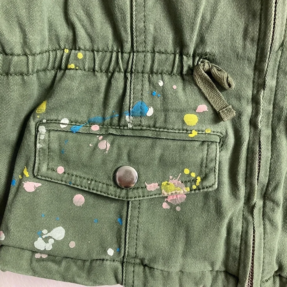 Girl’s Hooded Jacket, 8-10, Faded Olive Green, Full Front Zipper, by Justice